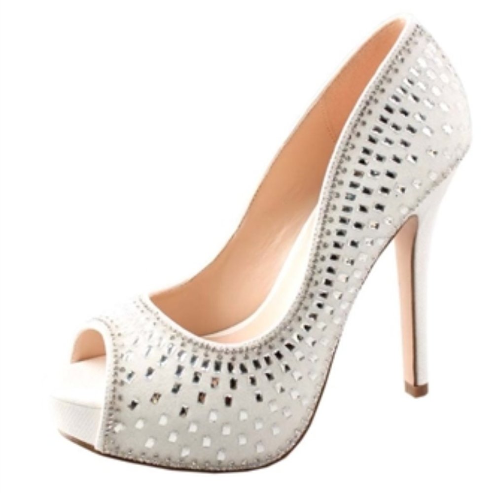 Women's White Diamanté Heels